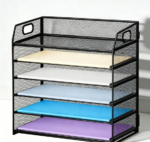 Black Heavy-Duty 6-Tier Metal Letter Tray