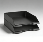 Black Plastic Stackable Letter Tray 2-Pack