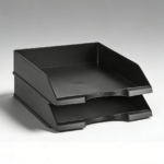 Black Plastic Stackable Letter Tray 2-Pack