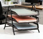 Black Metal Mesh 3-Tier Paper Tray