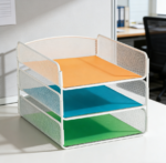 White Steel Mesh Onyx 3-Tray Organizer