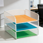 White Steel Mesh Onyx 3-Tray Organizer