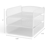 White Steel Mesh Onyx 3-Tray Organizer - Image 2