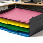 Black Metal 4-Pack Stackable Letter Tray