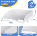 Black 4-Pack Stackable Paper Trays - Image 2