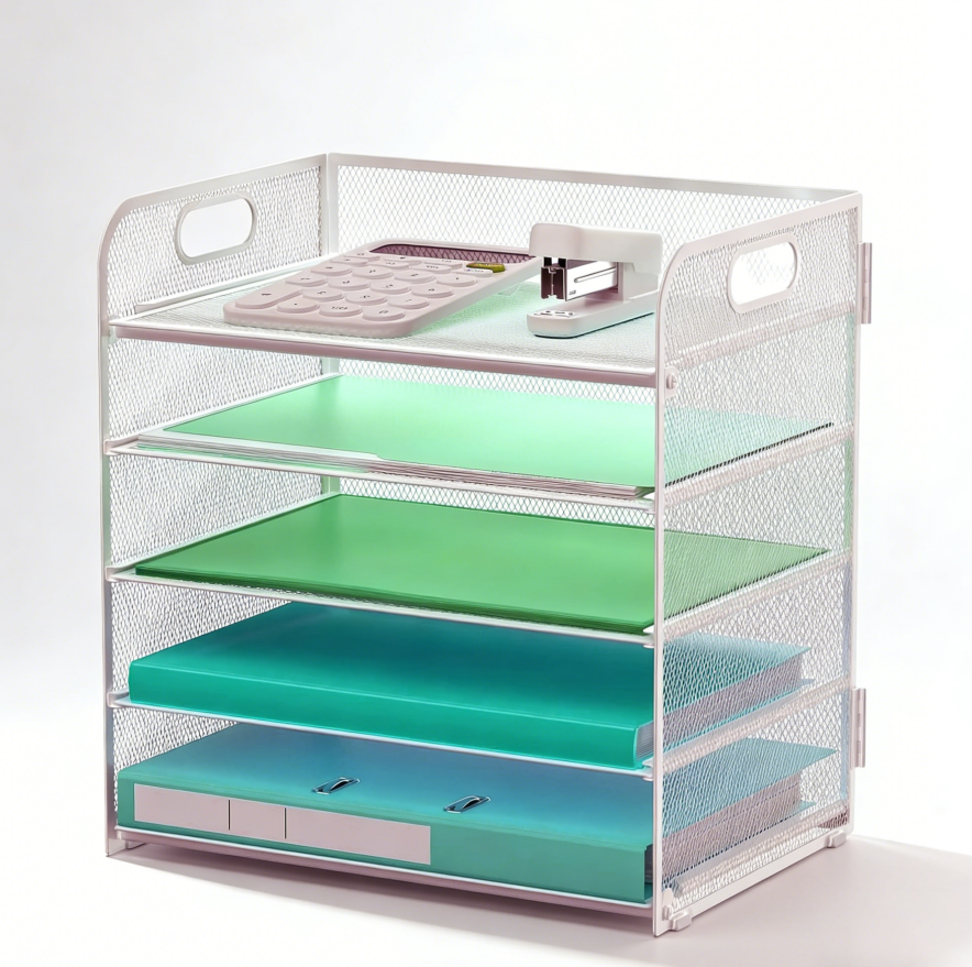 28.1 Silver Metal 5-Tier Letter Paper Organizer - Image 1