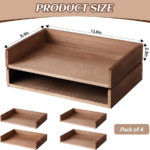 Dark Wood 4-Pack Stackable Paper Tray - Image 2
