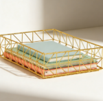 Gold Metal Document Organizer Desktop Tray