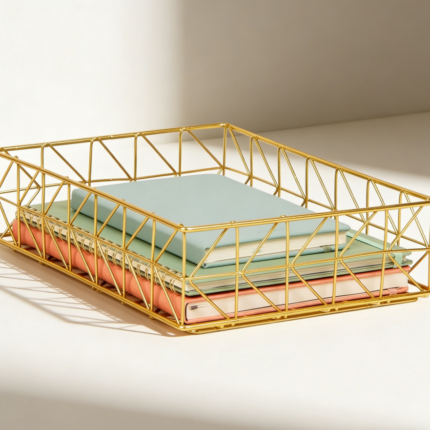 Gold Metal Document Organizer Desktop Tray