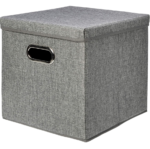 Gray Foldable Burlap Storage Bin Set - Image 2