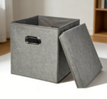 Gray Foldable Burlap Storage Bin Set - Image 3