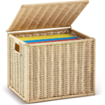 Farmhouse Wicker File Box with Lid