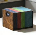 Rustic Brown Wooden Mesh File Crate