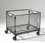 Black Steel Mesh Rolling Desktop File Tub