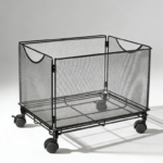Black Steel Mesh Rolling Desktop File Tub