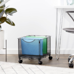 Black Steel Mesh Rolling Desktop File Tub - Image 2