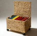Water Hyacinth Rolling Wicker File Basket