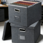 Dark Gray 2-Pack Collapsible Linen File Box