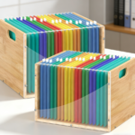 Clear Acrylic Bamboo 2-Pack Hanging File Box - Image 3