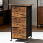 Rustic Brown 3-Drawer Mobile File Cabinet