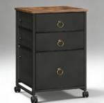 Rustic Brown 3-Drawer Rolling File Cabinet