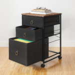 Rustic Brown 3-Drawer Rolling File Cabinet - Image 2