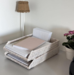 Rattan Stackable Letter Tray White - Image 2