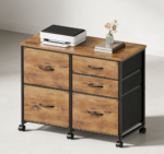 Rustic Brown 5-Drawer Lateral Rolling File Cabinet