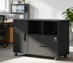 Black Wooden 1-Drawer Locking File Cabinet