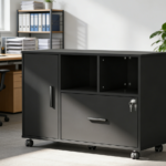 Black Wooden 1-Drawer Locking File Cabinet
