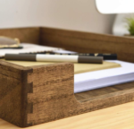 Dark Brown Wood Letter-Size Tray - Image 2